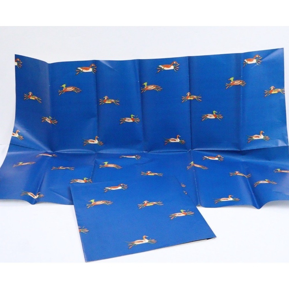 VTG Mallard Duck Blue All Occassion Uncut Gift Wrap Wrapping Paper NOS - Picture 5 of 5